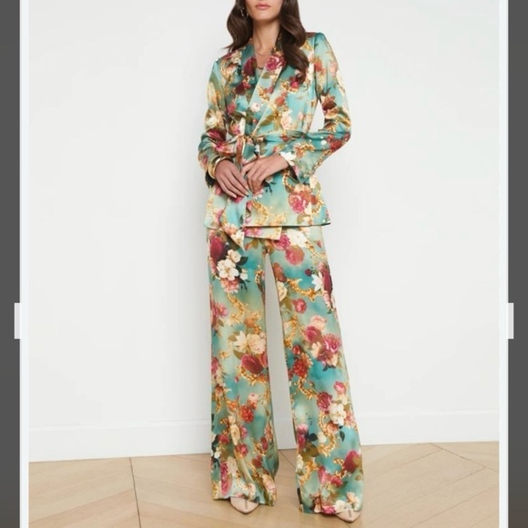 L'Agence Everly Wrap Shawl Silk Blazer in Rococo Floral Multi Size XS - Picture 4 of 12